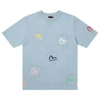 Футболка с несколькими карманами Palace x Evisu, Пыльный синий
