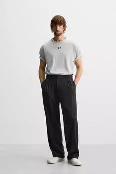 Футболка с номером брызг краски ZARA, серый марл