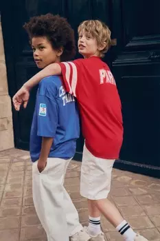 Футболка с номером парижа ZARA, красный