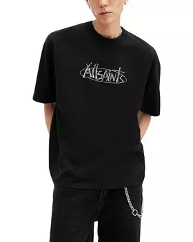 Футболка с объемным логотипом ALLSAINTS Sternum и графическим рисунком, черный