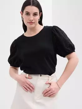 Футболка с объемными рукавами Gap, черный