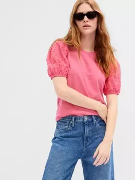 Футболка с объемными рукавами Gap, розовый