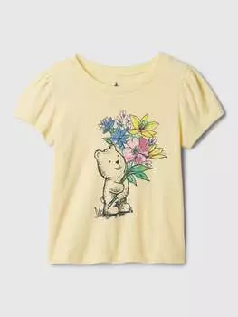 Футболка с объемными рукавами и принтом «электронные цветы» Gap, цвет light yellow