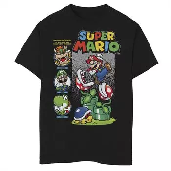 Футболка с обложкой комикса Super Mario для мальчиков 8–20 лет с графическим изображением, групповая фотография Licensed Character