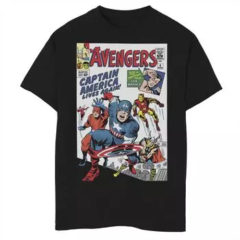 Футболка с обложкой комиксов Marvel «Мстители» для мальчиков 8–20 лет с графическим рисунком Licensed Character