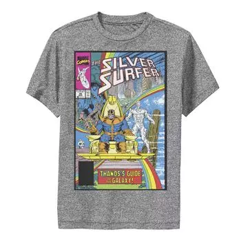 Футболка с обложкой комиксов Marvel Silver Surfer Rainbow Thanos's Guide для мальчиков 8–20 лет и графическим изображением Marvel