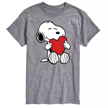 Футболка с обнимающим сердцем Big & Tall Peanuts Licensed Character, серый