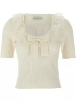 Футболка с оборками Alessandra Rich, белый