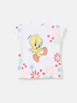 Футболка с оборками и принтом «Твитти» Fagottino, цвет optical white