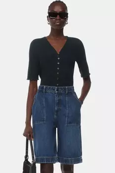 Футболка с оборками на пуговицах спереди Whistles, черный