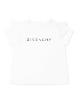 Футболка с оборками на рукавах от Givenchy Kids, белый