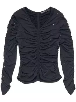 Футболка с оборками, украшенная стразами Bimba y Lola, черный