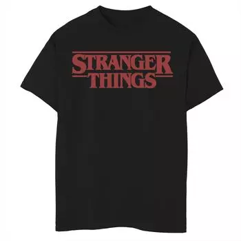 Футболка с однотонным логотипом Netflix Stranger Things для мальчиков 8–20 лет и рисунком на груди слева Licensed Character