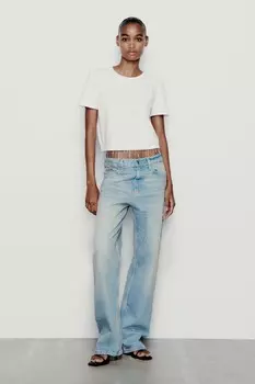 Футболка с окрашиной из страза ZARA, белый