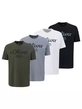 Футболка s.Oliver T-Shirt 4er Pack, цвет Wei/Dunkelgrn/Hellgrau/Schwarz