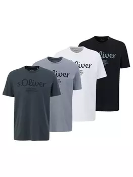 Футболка s.Oliver T-Shirt 4er Pack, цвет Wei/Hellgrau/Dunkelgrau/Schwarz