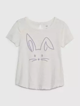 Футболка с органическим зайцем Gap, белый