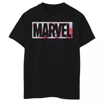 Футболка с оригинальным логотипом Marvel для мальчиков 8–20 лет с рисунком тай-дай и кирпичным рисунком Marvel