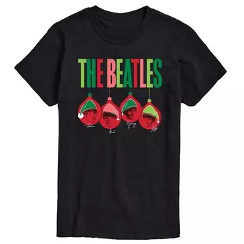Футболка с орнаментом и рисунком Big & Tall The Beatles в шляпе Санты Licensed Character, черный