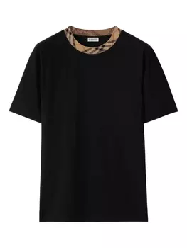 Футболка с отделкой в клетку Burberry, черный