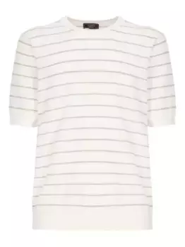 Футболка с отделкой в полоску Peserico, белый