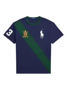 Футболка с отделкой в полоску POLO RALPH LAUREN, синий