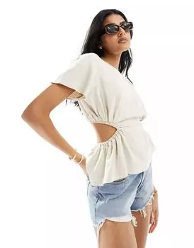 Футболка с открытой спиной ASOS из натурального льна