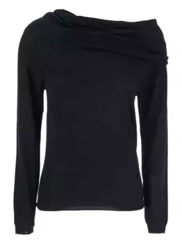 Футболка с открытыми плечами и длинными рукавами Semicouture, черный