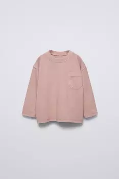 Футболка с отстрочкой, окрасенная в готовом виде ZARA, цвет chalk pink