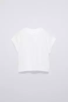 Футболка с отворотными рукавами ZARA, белый