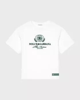 Футболка с овальным логотипом для мальчиков Dolce&Gabbana, цвет Natural