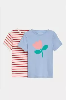 Футболка с овальным вырезом - 2 шт Marks & Spencer, красный