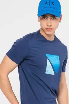 Футболка с овальным вырезом Armani Exchange, синий