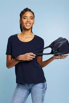 Футболка с овальным вырезом Esprit, синий