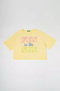 Футболка с овальным вырезом и блестящим принтом United Colors Of Benetton, желтый