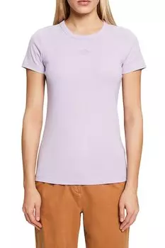 Футболка с овальным вырезом и четким узором Esprit, фиолетовый