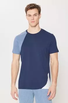 Футболка с овальным вырезом и дизайном колор-блок Ac&Co, синий