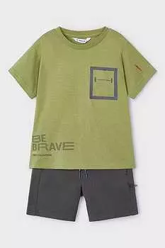 Футболка с овальным вырезом и короткими брюками Mayoral, зеленый