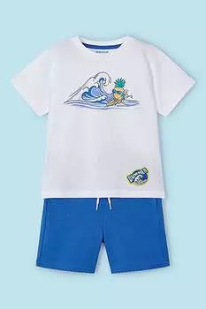 Футболка с овальным вырезом и короткими брюками Mayoral, белый