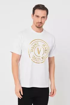 Футболка с овальным вырезом и логотипами Versace Jeans Couture, желтый