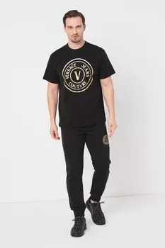 Футболка с овальным вырезом и логотипами Versace Jeans Couture, желтый