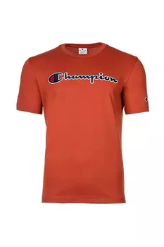 Футболка с овальным вырезом и логотипом Champion, красный