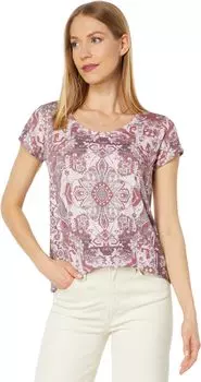 Футболка с овальным вырезом и принтом Lucky Brand, цвет Pink Combo