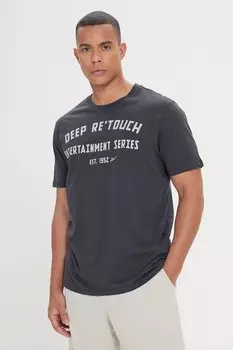 Футболка с овальным вырезом и принтом Ac&Co, серый