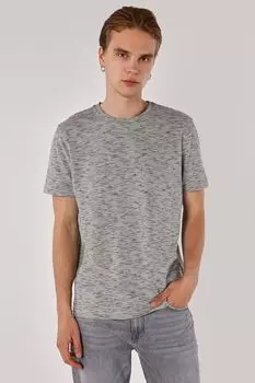 Футболка с овальным вырезом и рельефом Colin'S, серый