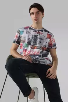 Футболка с овальным вырезом и рисунком Colin'S, мультиколор