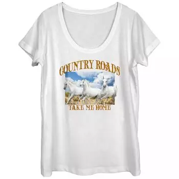 Футболка с овальным вырезом и рисунком «Белые лошади» для юниоров Country Roads