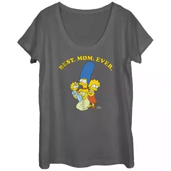 Футболка с овальным вырезом и рисунком для юниоров The Simpsons The Best Mom Ever Marge Maggie And Lisa Licensed Character