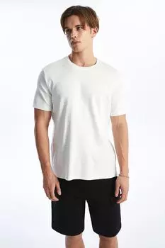 Футболка с овальным вырезом из хлопка Lc Waikiki, белый