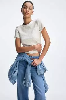 Футболка с оверлочными деталями H&M, мультиколор